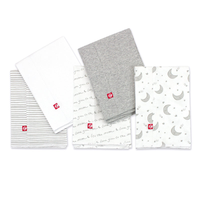 Zutano baby Burp Cloth Moons Organic Cotton Burp Cloth 5 Pack - Gray Multi