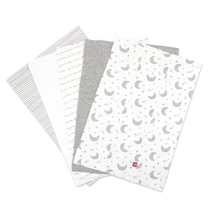 Zutano baby Burp Cloth Moons Organic Cotton Burp Cloth 5 Pack - Gray Multi