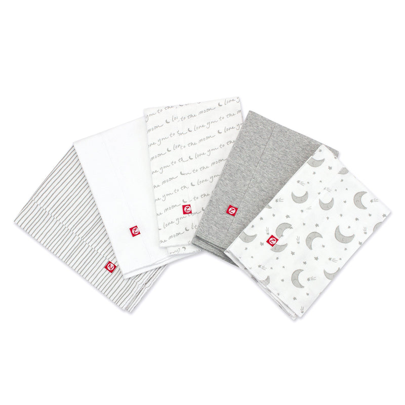 Zutano baby Burp Cloth Moons Organic Cotton Burp Cloth 5 Pack - Gray Multi