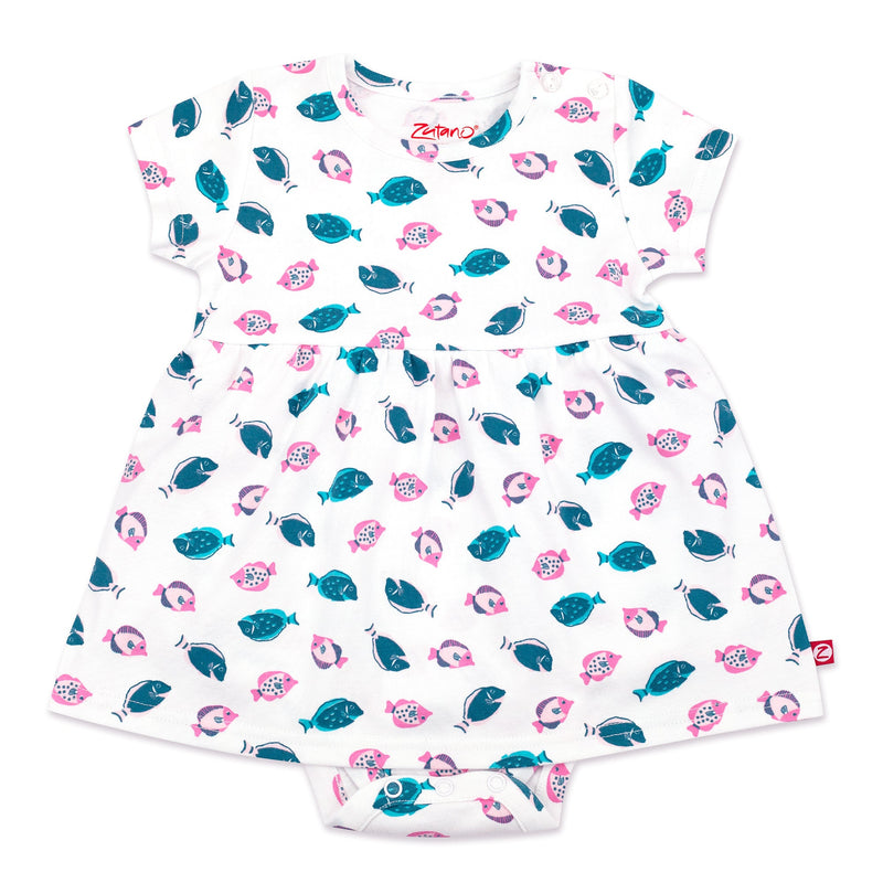 Zutano baby Dress Tropical Fish Organic Cotton Romper Dress