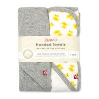 Zutano baby Hooded Towel Ducks Organic Cotton Knit Terry Hooded Towel 2 Pack - Yellow Multi