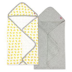 Zutano baby Hooded Towel Ducks Organic Cotton Knit Terry Hooded Towel 2 Pack - Yellow Multi