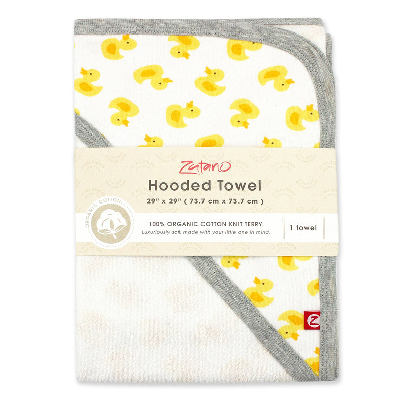Zutano baby Hooded Towel Ducks Organic Cotton Knit Terry Hooded Towel - Yellow