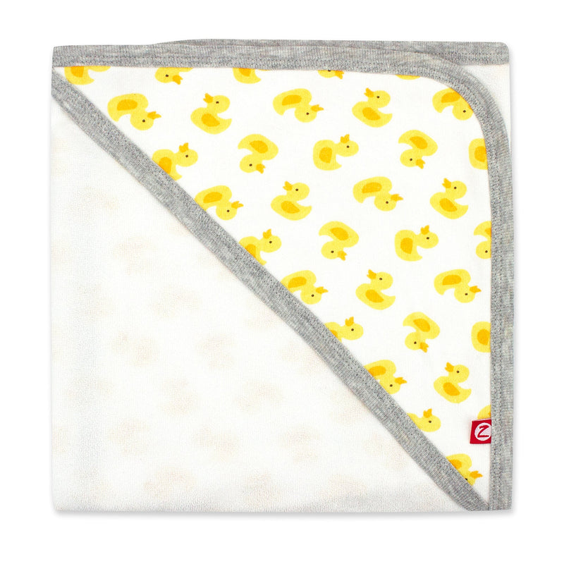 Zutano baby Hooded Towel Ducks Organic Cotton Knit Terry Hooded Towel - Yellow