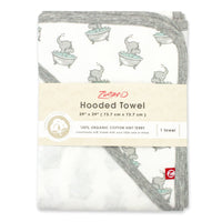 Zutano baby Hooded Towel Elephants Organic Cotton Knit Terry Hooded Towel - Gray