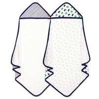 Zutano baby Hooded Towel Frogs Organic Cotton Knit Terry Hooded Towel 2 Pack - Navy Multi