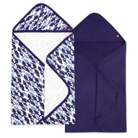 Zutano baby Hooded Towel Sharks Organic Cotton Knit Terry Hooded Towel 2 Pack - Navy Multi