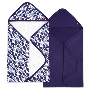 Zutano baby Hooded Towel Sharks Organic Cotton Knit Terry Hooded Towel 2 Pack - Navy Multi