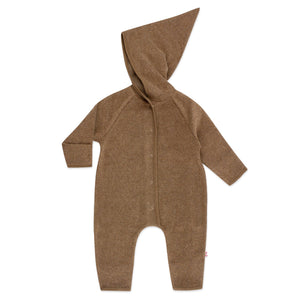 Zutano baby One Piece Cozie Elf Suit - Mocha Heather