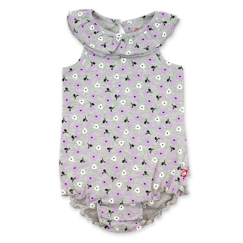 Zutano baby One Piece Heather Primrose Organic Cotton Ruffle Bubble
