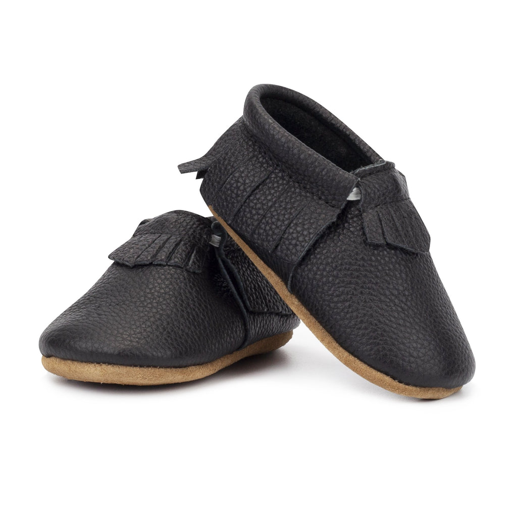 Zutano baby Shoe Black Leather Fringe Moccasin Shoe