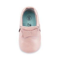 Zutano baby Shoe Pink Shimmer Leather Bow Moccasin Shoe