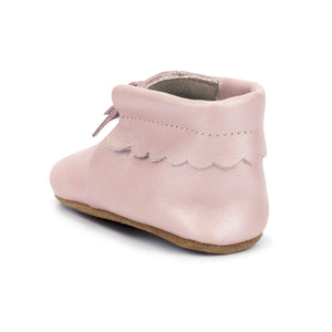 Zutano baby Shoe Pink Shimmer Leather Bow Moccasin Shoe