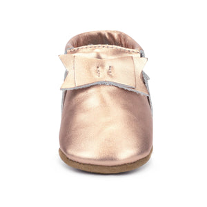 Zutano baby Shoe Rose Gold Leather Bow Moccasin Shoe