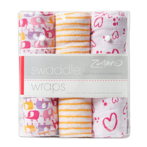 Zutano baby Swaddle Pink Elephant Swaddle 3 Pack