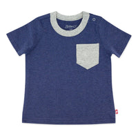 Zutano baby Top Organic Cotton Pocket Tee - True Navy Heather