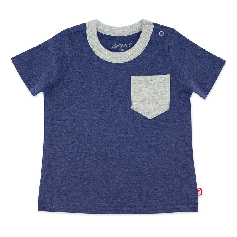 Zutano baby Top Organic Cotton Pocket Tee - True Navy Heather