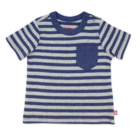Zutano baby Top True Navy Heather Stripe Organic Cotton Pocket Tee