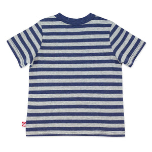 Zutano baby Top True Navy Heather Stripe Organic Cotton Pocket Tee