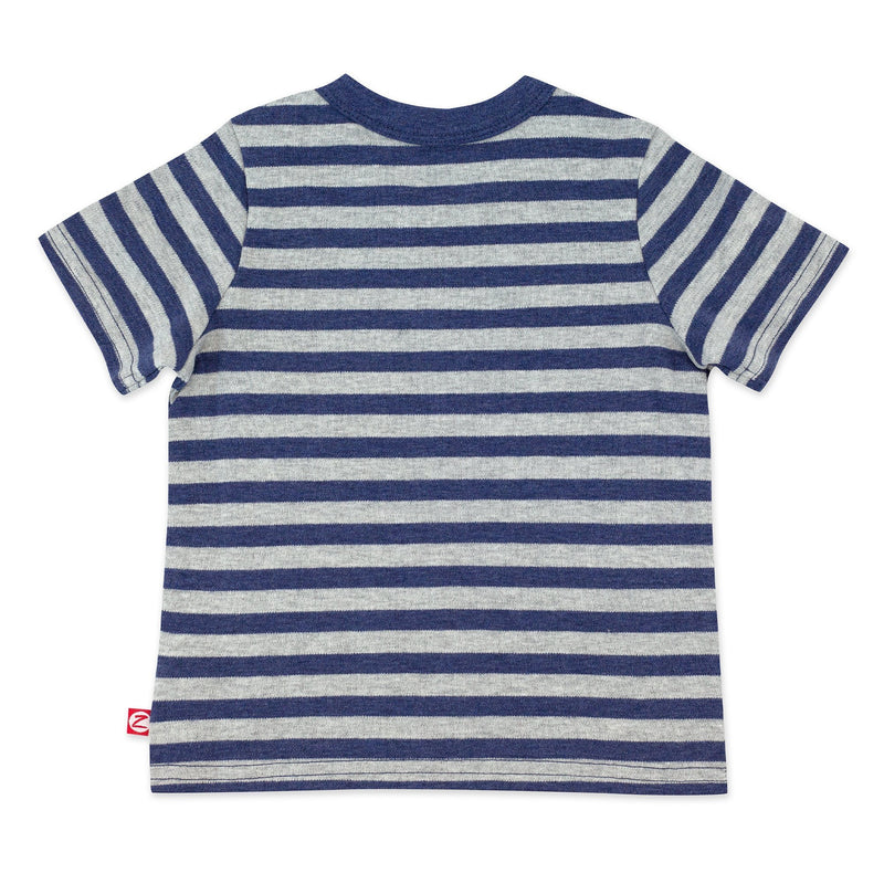 Zutano baby Top True Navy Heather Stripe Organic Cotton Pocket Tee