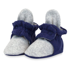Zutano Bootie Cozie Fleece Color Block Baby Bootie - Heather Gray/True Navy