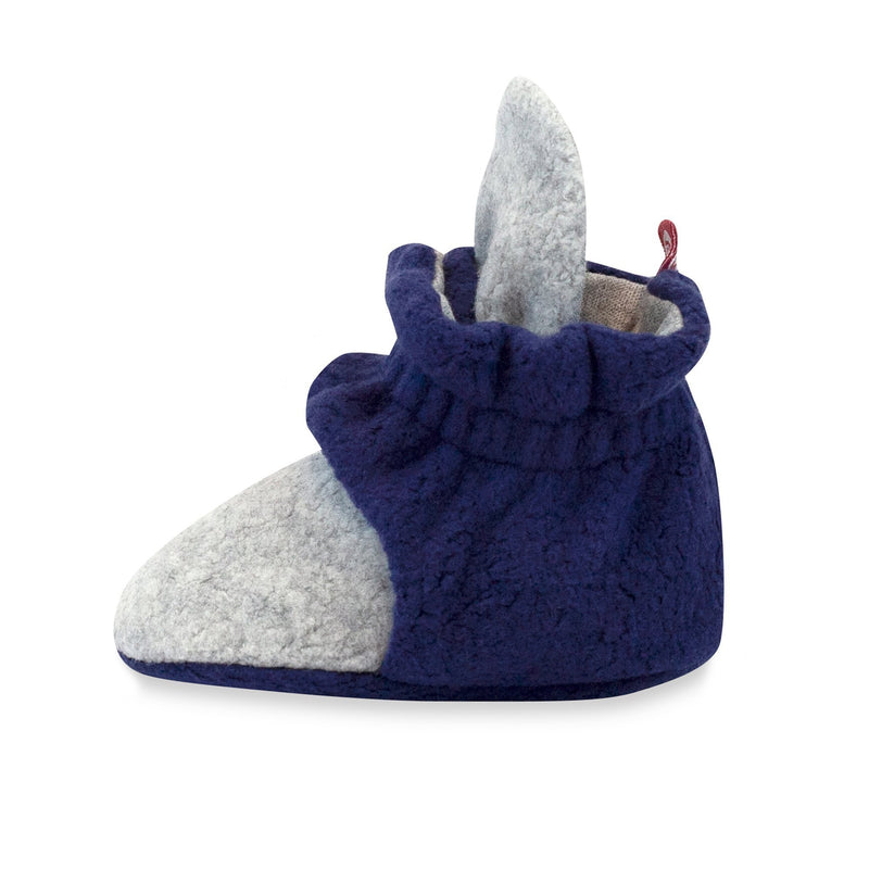 Zutano Bootie Cozie Fleece Color Block Baby Bootie - Heather Gray/True Navy