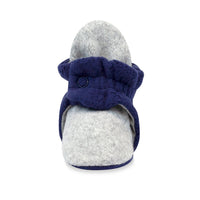 Zutano Bootie Cozie Fleece Color Block Baby Bootie - Heather Gray/True Navy