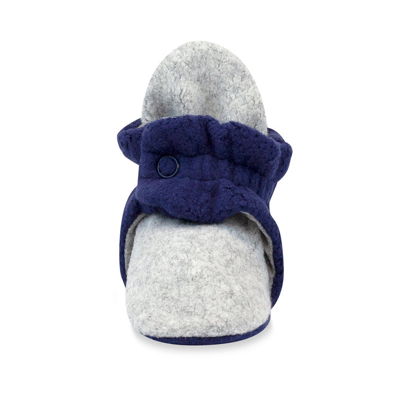 Zutano Bootie Cozie Fleece Color Block Baby Bootie - Heather Gray/True Navy