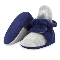 Zutano Bootie Cozie Fleece Color Block Baby Bootie - Heather Gray/True Navy