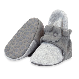 Zutano Bootie Cozie Fleece Color Block Gripper Baby Bootie - Heather Gray/Gray