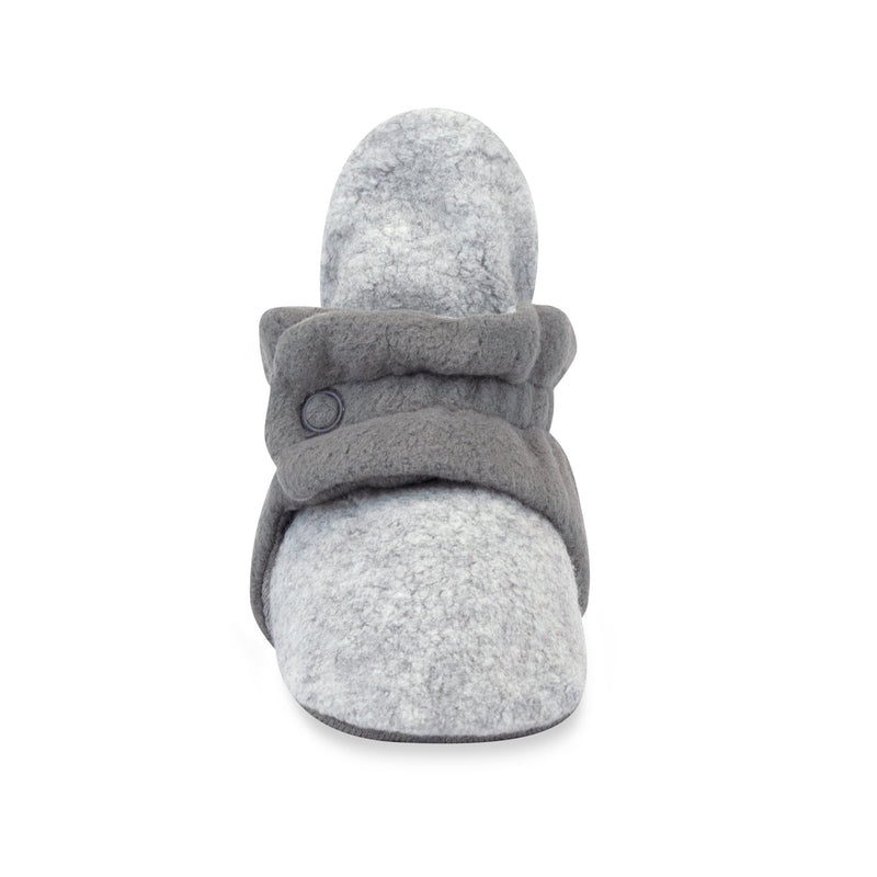 Zutano Bootie Cozie Fleece Color Block Gripper Baby Bootie - Heather Gray/Gray