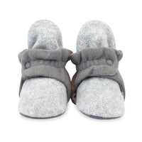 Zutano Bootie Cozie Fleece Color Block Gripper Baby Bootie - Heather Gray/Gray