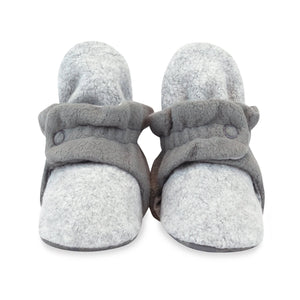 Zutano Bootie Cozie Fleece Color Block Gripper Baby Bootie - Heather Gray/Gray