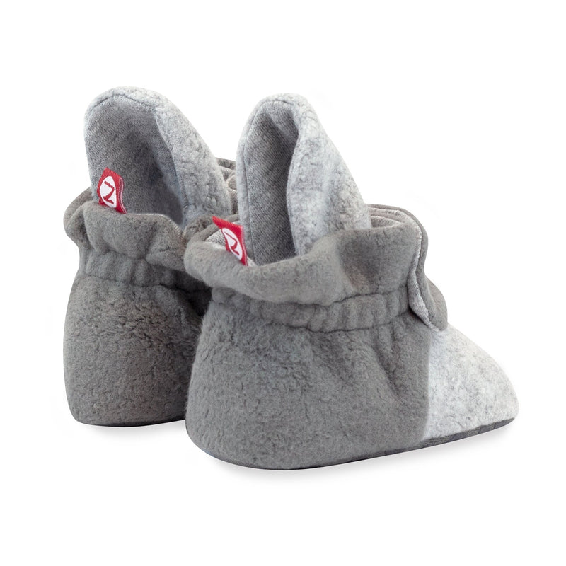 Zutano Bootie Cozie Fleece Color Block Gripper Baby Bootie - Heather Gray/Gray