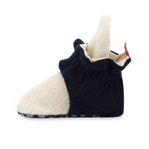 Zutano Bootie Cozie Fleece Color Block Gripper Baby Bootie - Khaki/Black