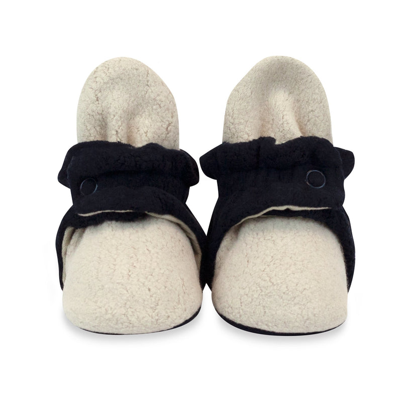 Zutano Bootie Cozie Fleece Color Block Gripper Baby Bootie - Khaki/Black