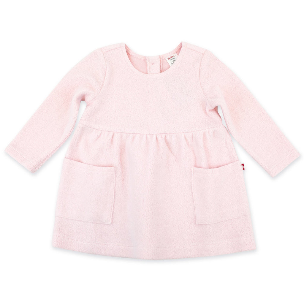 Zutano Dress Cozie Fleece Dress - Baby Pink