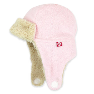 Zutano Hat Furry Fleece Trapper Hat - Baby Pink