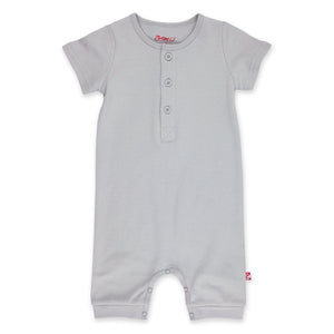 Zutano One Piece Solid Henley Bodysuit - Light Gray