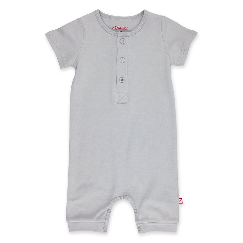 Zutano One Piece Solid Henley Bodysuit - Light Gray