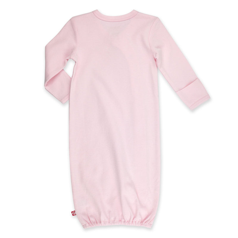 Zutano One Piece Solid Kimono Organic Baby Gown - Baby Pink