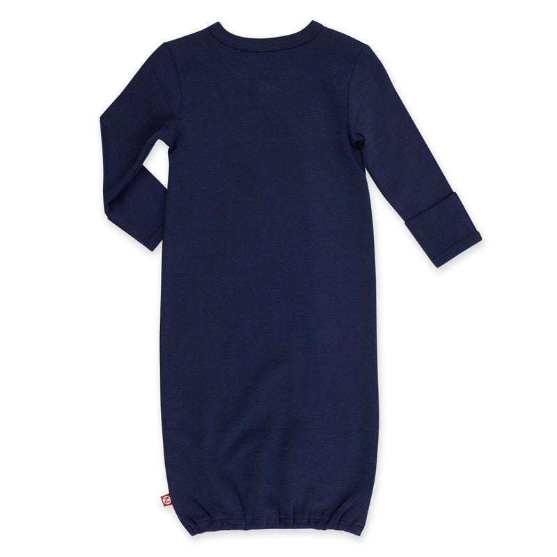 Zutano One Piece Solid Organic Baby Kimono Gown - True Navy