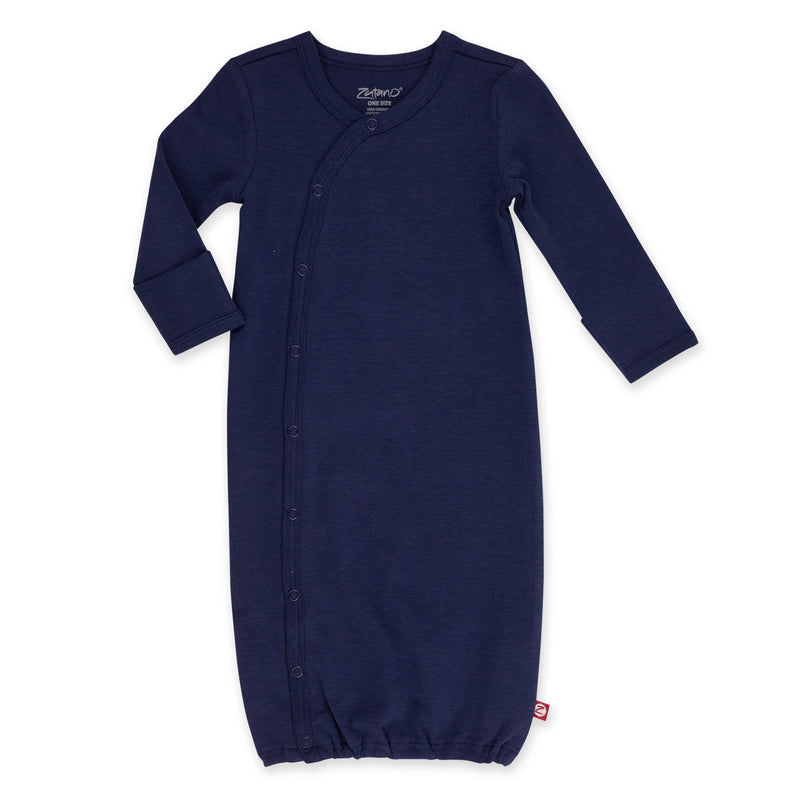 Zutano One Piece Solid Organic Baby Kimono Gown - True Navy