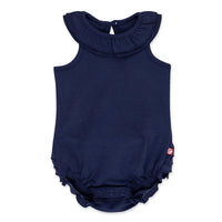 Zutano One Piece Solid Ruffle Romper - True Navy