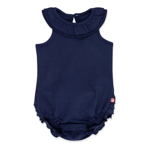 Zutano One Piece Solid Ruffle Romper - True Navy