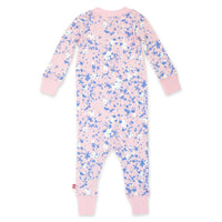 Zutano Pajama Paint Splatter Organic Cotton Sleeper - Baby Pink